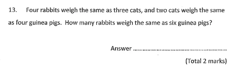 Question 13 - Chigwell School – 11 Plus Maths Specimen Paper - 2020 Entry