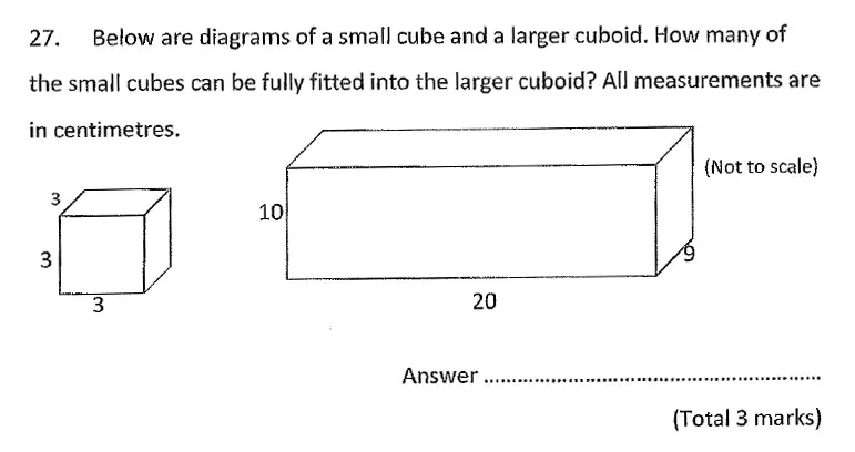 Question 27 - Chigwell School – 11 Plus Maths Specimen Paper - 2020 Entry