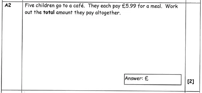 Question 2 - Christ’s Hospital – 11+ Entrance Test January Maths – 2014