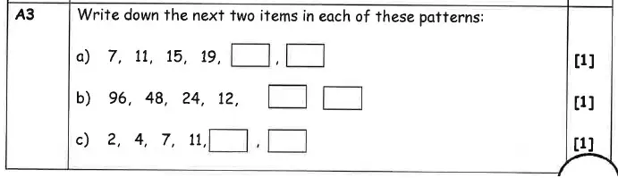 Question 3(a,b,c) - Christ’s Hospital – 11+ Entrance Test January Maths – 2014