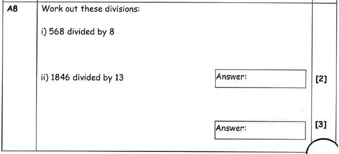Question 8(i,ii) - Christ’s Hospital – 11+ Entrance Test January Maths – 2014