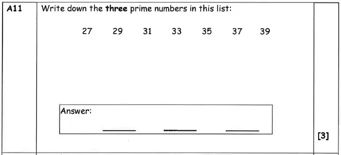 Question 11 - Christ’s Hospital – 11+ Entrance Test January Maths – 2014