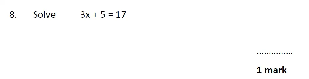 Question 8 - Christs Hospital 11 Plus Maths Entrance Examination 2023