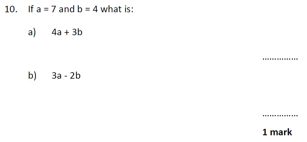 Question 10(a,b) - Christs Hospital 11 Plus Maths Entrance Examination 2023