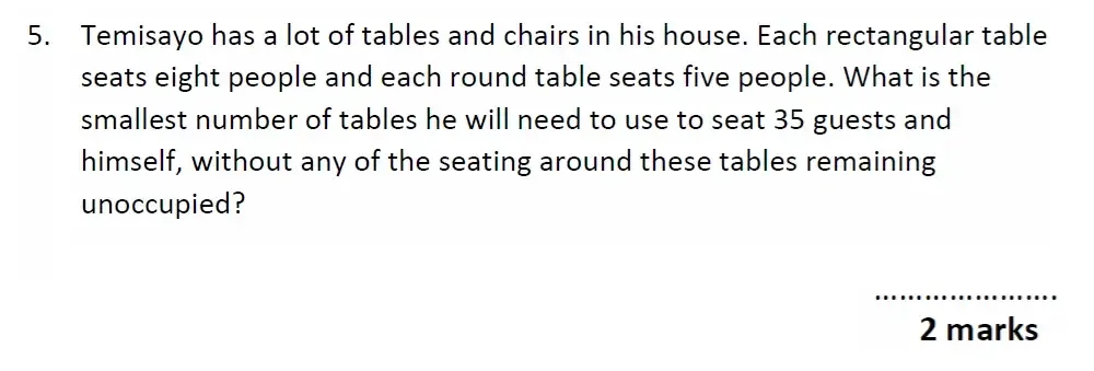 Question 05 - Christ’s Hospital - 11+ Exam Maths Entrance Test - 2026