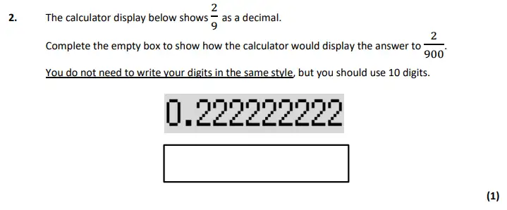 Question 2 - City of London School – 11+ Maths Specimen paper - 2024
