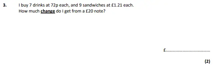 Question 3 - City of London School – 11+ Maths Specimen paper - 2024