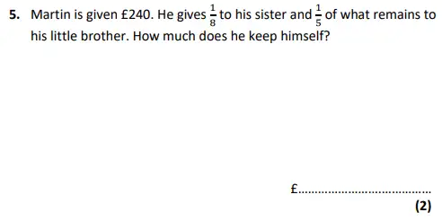 Question 5 - City of London School – 11+ Maths Specimen paper - 2024