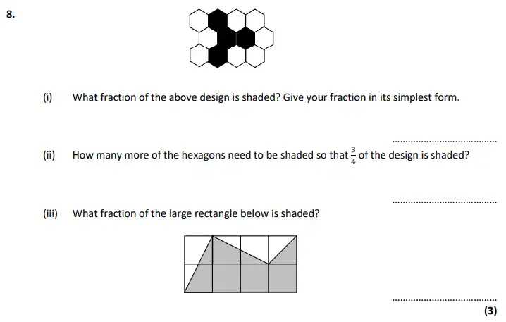 Question 8(i,ii,iii) - City of London School – 11+ Maths Specimen paper - 2024