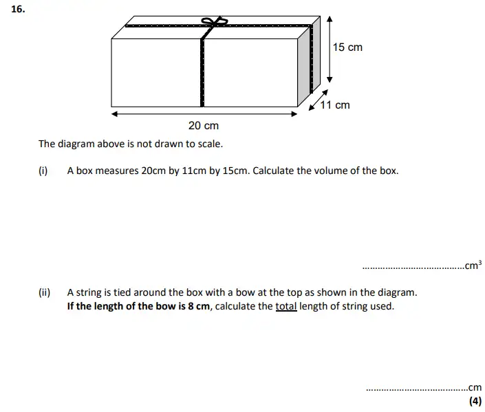 Question 16(i,ii) - City of London School – 11+ Maths Specimen paper - 2024