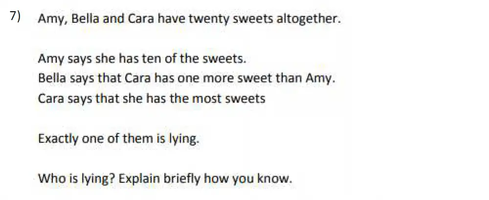 Question 7 - City of London School for Girls Maths Sample Paper 2