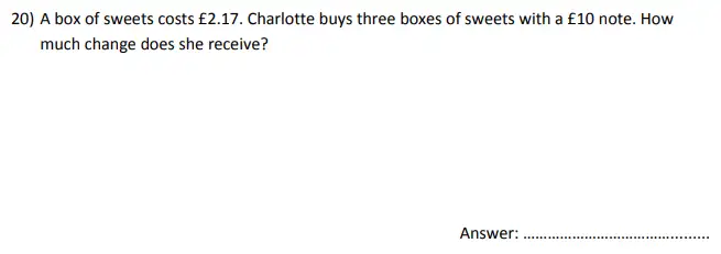 Question 20 - City of London School for Girls – 11 Plus Maths Sample Questions - 2025