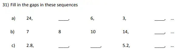 Question 31(a,b,c) - City of London School for Girls – 11 Plus Maths Sample Questions - 2025