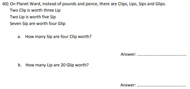 Question 40(a,b) - City of London School for Girls – 11 Plus Maths Sample Questions - 2025