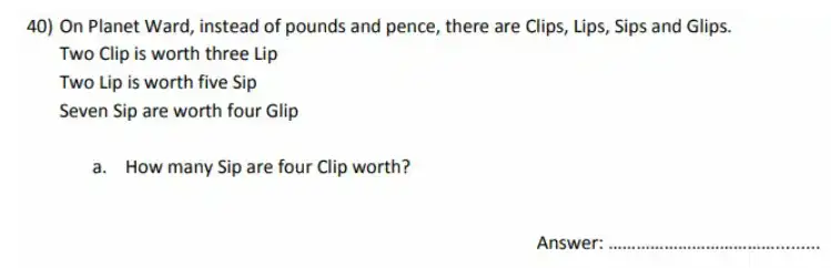 Question 40((a)) - City of London School for Girls – 11 Plus Maths Sample Questions - 2026