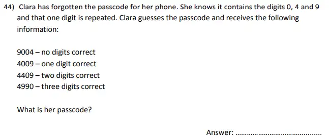 Question 44 - City of London School for Girls – Maths sample questions - 2024