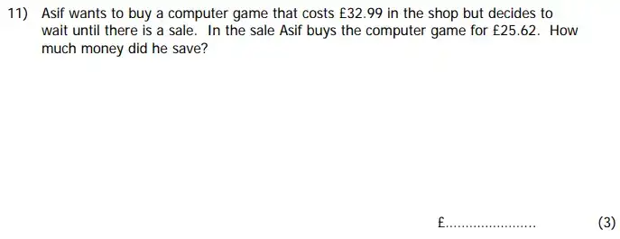 Question 11 - Colfe’s School 11+ Mathematics Sample Paper - 2024
