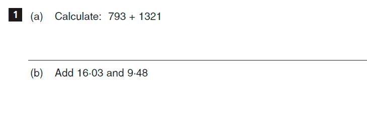 Question 1(a,b) - CSSE Familiarisation Maths paper 2015