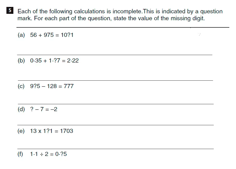 Question 5(a,b,c,d,e,f) - CSSE Familiarisation Maths paper 2015