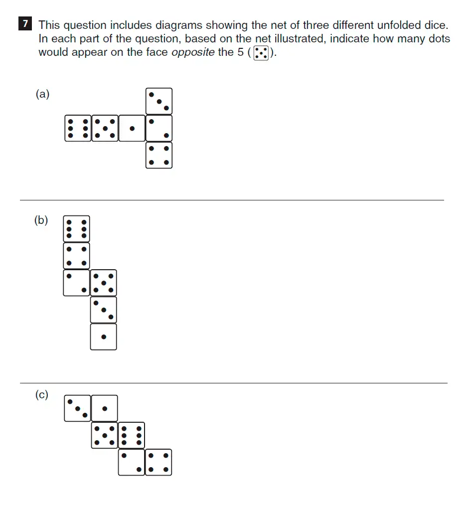 Question 7(a,b,c) - CSSE Familiarisation Maths paper 2015