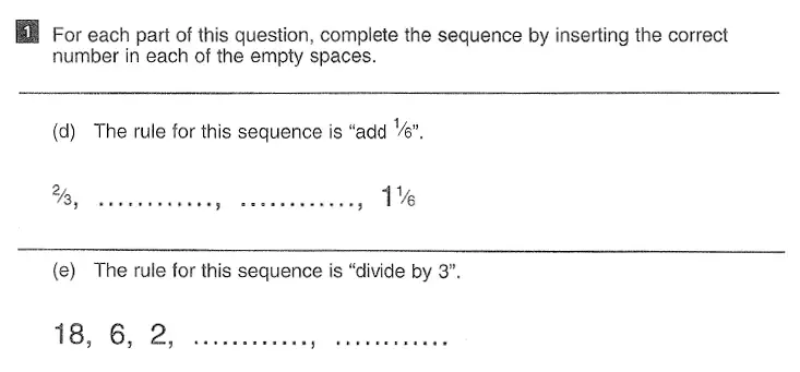 Question 1(d,e) - CSSE Maths 2016 Entry