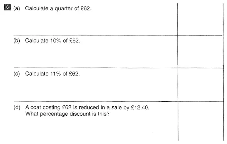 Question 6(a,b,c,d) - CSSE Maths 2016 Entry