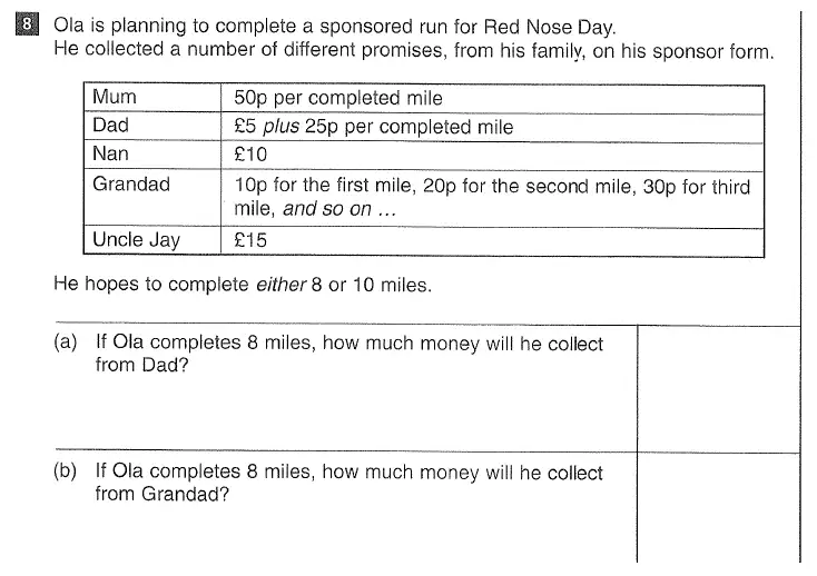 Question 8(a,b) - CSSE Maths 2016 Entry
