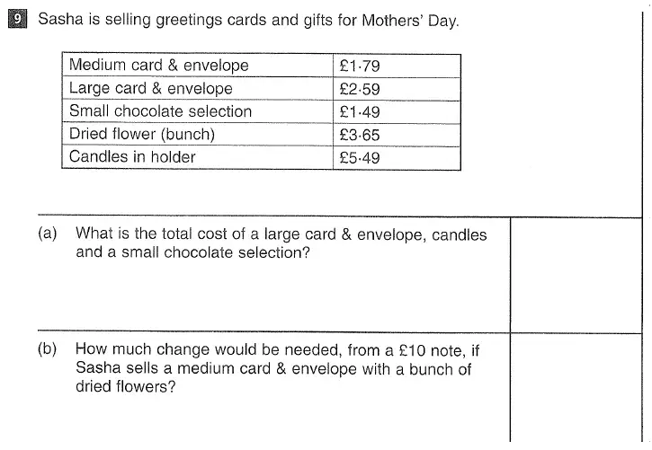 Question 9(a,b) - CSSE Maths 2016 Entry