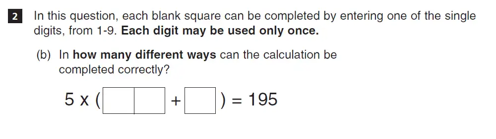 Question 2(b) - CSSE Maths 2018 Entry Paper