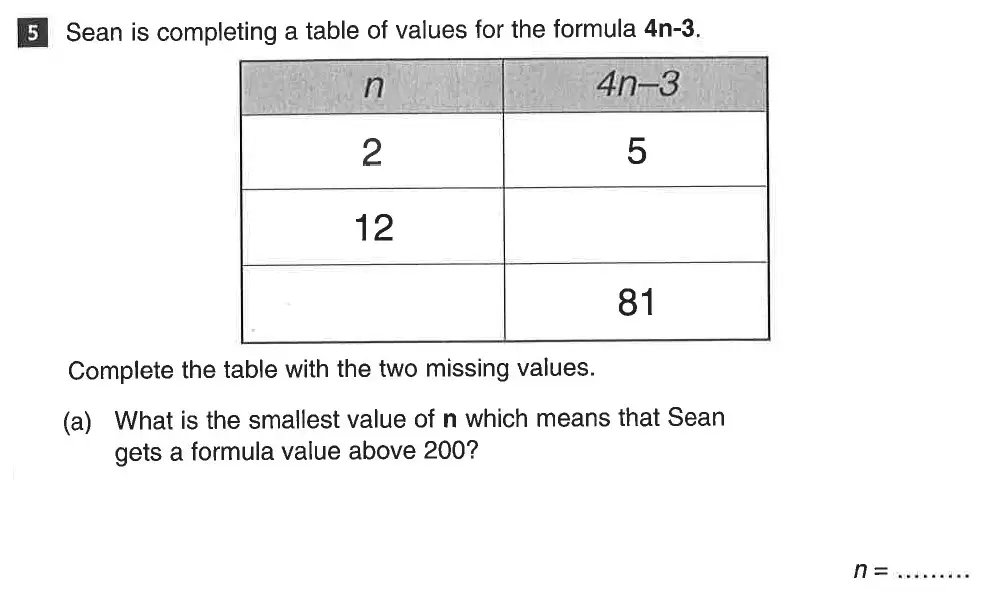 Question 5(a) - CSSE Maths 2019 Entry Paper