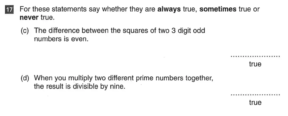 Question 17(17(c),17(d)) - CSSE Maths 2019 Entry Paper