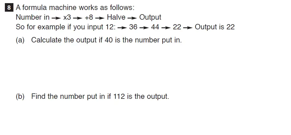 Question 8(a,b) - CSSE Maths 2020 Entry Paper