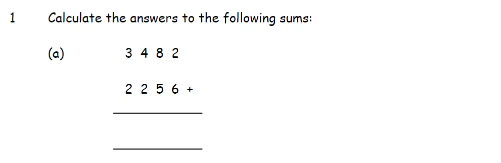 Question 1(a) - Downside School 11 Plus Scholarship Exam Maths Specimen A 2024