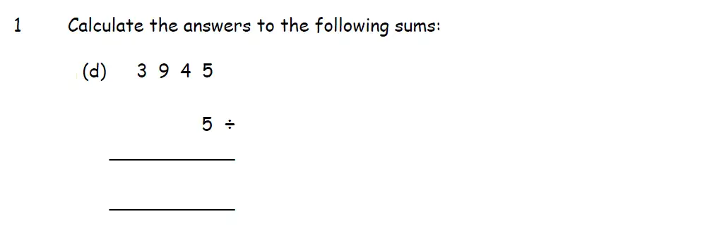Question 1(d) - Downside School 11 Plus Scholarship Exam Maths Specimen A 2024