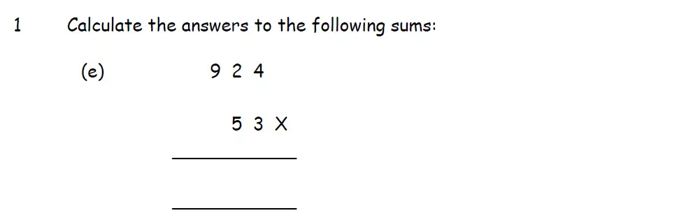 Question 1(e) - Downside School 11 Plus Scholarship Exam Maths Specimen A 2024