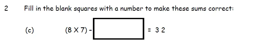 Question 2(c) - Downside School 11 Plus Scholarship Exam Maths Specimen A 2024