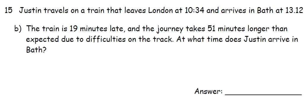 Question 15(b) - Downside School - 11 Plus Scholarship Exam Maths Specimen A - 2024