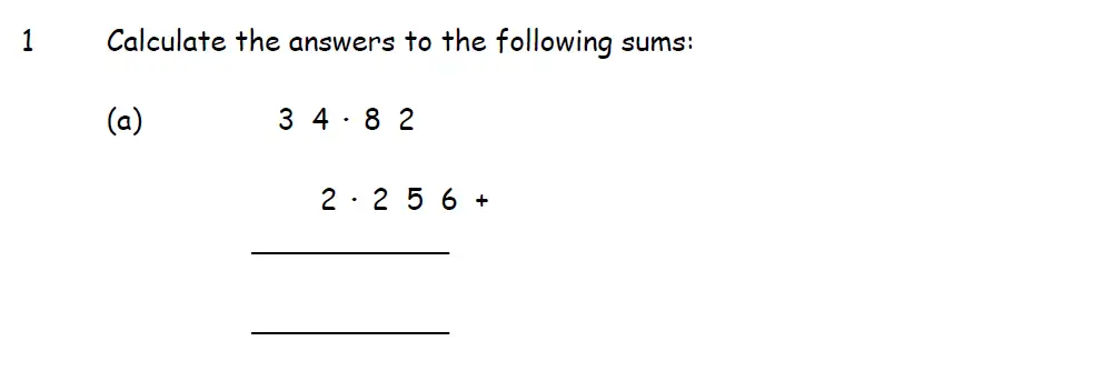Question 1(a) - Downside School 11 Plus Entrance Exam Maths Specimen A 2024