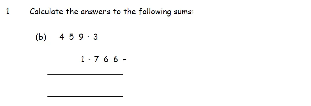 Question 1(b) - Downside School 11 Plus Entrance Exam Maths Specimen A 2024
