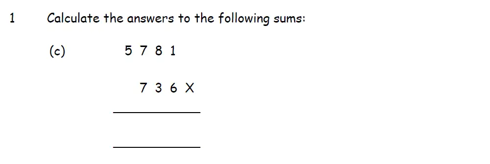 Question 1(c) - Downside School 11 Plus Entrance Exam Maths Specimen A 2024