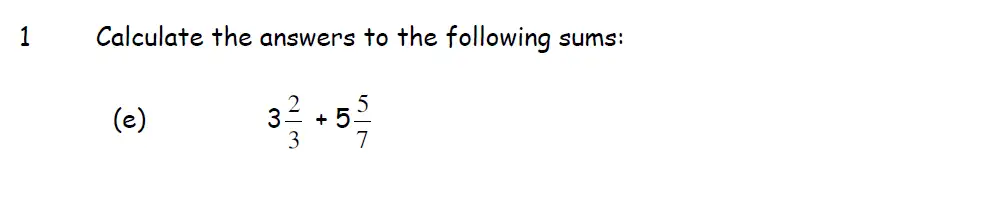 Question 1(e) - Downside School 11 Plus Entrance Exam Maths Specimen A 2024