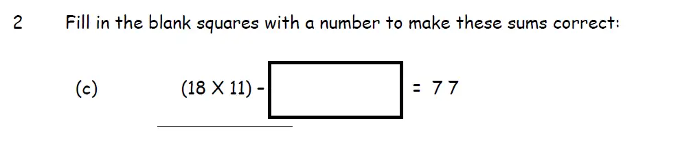 Question 2(c) - Downside School 11 Plus Entrance Exam Maths Specimen A 2024