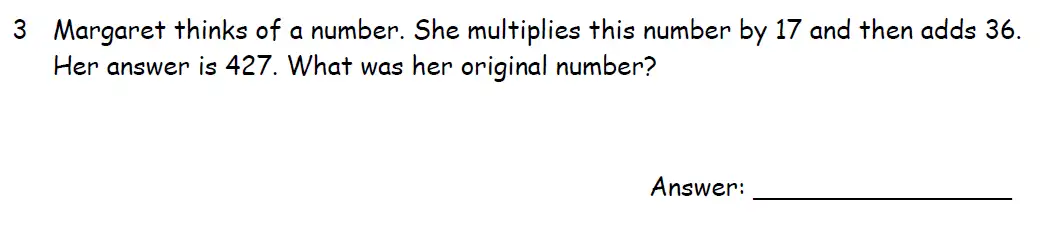 Question 3 - Downside School 11 Plus Entrance Exam Maths Specimen A 2024