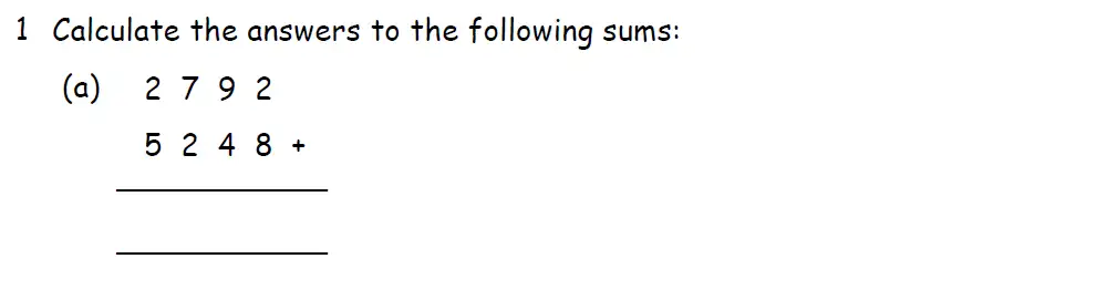 Question 1(a) - Downside School 11 Plus Scholarship Exam Maths Specimen B 2024