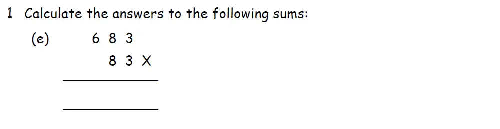 Question 1(e) - Downside School 11 Plus Scholarship Exam Maths Specimen B 2024