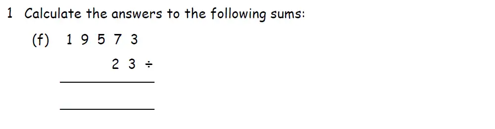 Question 1(f) - Downside School 11 Plus Scholarship Exam Maths Specimen B 2024