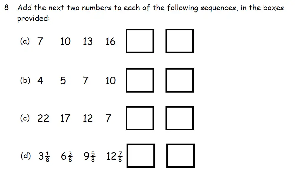 Question 8(a,b,c,d) - Downside School 11 Plus Scholarship Exam Maths Specimen B 2024