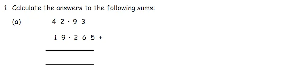 Question 1(a) - Downside School 11 Plus Entrance Exam Maths Specimen B 2024