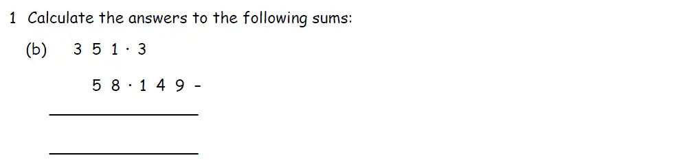 Question 1(b) - Downside School 11 Plus Entrance Exam Maths Specimen B 2024