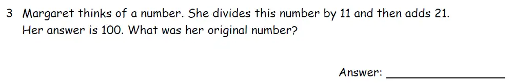Question 3 - Downside School 11 Plus Entrance Exam Maths Specimen B 2024